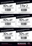 Borders Coupons - 40% off books, games, 30% off cds