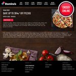 30% off Domino's Pizza Online (Excludes Value Range, Half N Half)