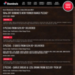 1/2 Price Domino's New Yorker Range Pizzas (Starting from $8.97)