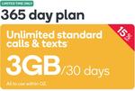Kogan Mobile Plan Small 365 Day 3GB Per 30 Days $91.10