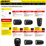 Sony Lenses 15% off @ JB Hi Fi (E.g. 70-200 F/4 $1359.15, 50mm F/1.8 $381.65, 24-105 F/4 $1,599.15)