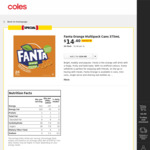 Fanta Orange Multipack Cans 24 Pack 375ml $14.40 (Was $32) @ Coles