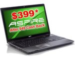 Acer Aspire 5750 Intel Pentium B950, 15.6" Widescreen Notebook PC for $399 after $49 Cash Back