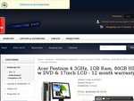 Acer Pentium 4 3GHz, 1GB RAM, 80GB HD W DVD & 17inch LCD - 12 Month Warranty $130 Weekend Sale