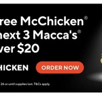 Free McChicken with $20 Minimum Spend (Valid for 3 Orders) @ McDonald's via DoorDash