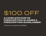 $100 off a Complete Pair of Prescription Glasses & Prescription Sunglasses (Min Spend $350) @ OPSM