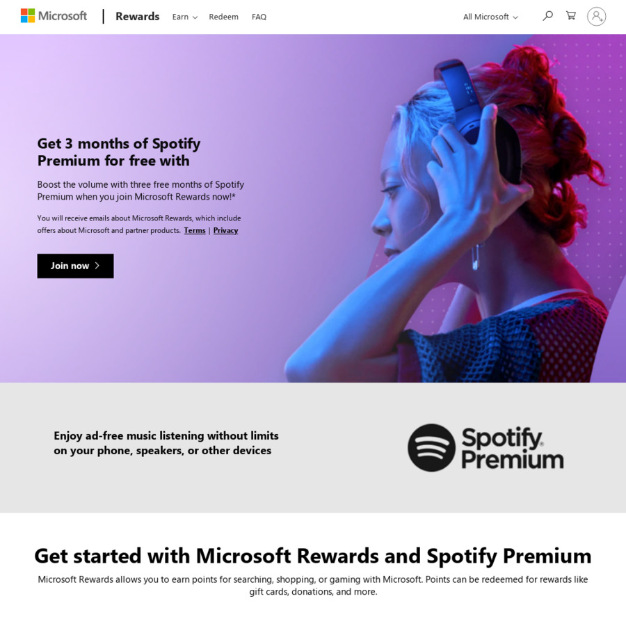 Free 3 Months Spotify Premium (New Spotify Users) Microsoft Rewards