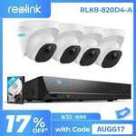 Reolink RLK8-820D4-A 8CH CCTV Security Camera System ($241.39 ($235.71 eBay Plus) Delivered @ Reolink eBay