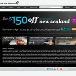 $150 off Return Flights to New Zealand (for Travel 10 Apr - 20 Jun, 30 Jul - 19 Sep 2013)