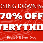 Closing down - 70% off Everything @ Snowgum Rouse Hill, NSW until SUNDAY 27th October