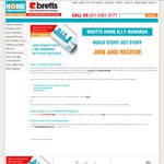 Free Bretts Home (Brisbane) DIY Rewards Membership with $20 Bonus Credit on initial purchase