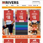 Rivers Free Shipping on All Orders with No Minimum Spend, Ends Wednesday