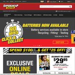 $25 off $100 Spend at Supercheap Auto Online