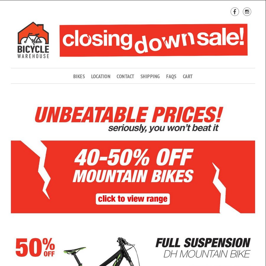 Bike closing 2024 down sale