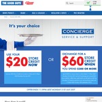 FREE $20 Store Credit (Via SMS) or Exchange for $60 Store Credit with $300+ Spend for Concierge Members @ The Good Guys