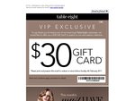 Free $30 Table Eight (Ladies Clothing) Gift Card Voucher