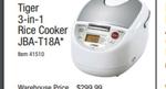 Tiger Rice Cooker JBA-T18A (Made in Japan) $269.99 @ Costco (Membership Required)
