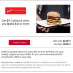Westpac Extras Benefits, $5 off on $30 Spend @ Grill'd