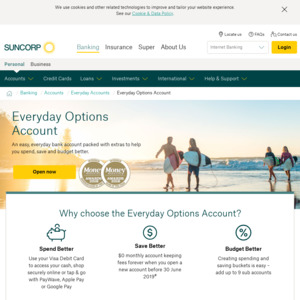 Suncorp Everyday Options Transaction Account: $0 Account Keeping Fees for Life @ Suncorp