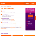 Unlimited Calls/SMS + 30GB Data $10 per 28 Days (1st Month) @ Amaysim