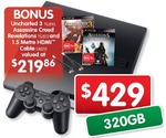 Sony PS 3 320GB+Uncharted 3+Assassins Creed Revelations and 1.5 Meter HDMI Cable for $429 at DSE