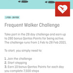 Qantas Wellbeing Frequent Walker February Challenge: Earn 10 Qantas Points Daily with 7500 Recorded Steps @ Qantas Wellbeing App