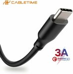 CABLETIME 3A USB to USB-C Cable 0.25m US$1.09 (~A$1.41), 1m US$1.64 (~A$2.12) Delivered @ Cabletime Official Store AliExpress