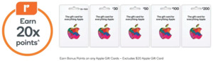 20x Everyday Rewards points on Apple gift cards @ Woolworths (31