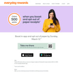 500/200/100 Rewards Points for Switching to eReceipts (in App) @ Everyday Rewards (No Shop Required)