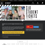 $10 Original / $30 Gold Class Student Tickets - Monday to Thursday (Student ID & Cinebuzz Membership Required) @ Event Cinemas