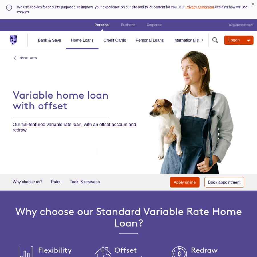 Variable rate home loan 5 44 p a cr 5 82 with offset upto 70 lvr