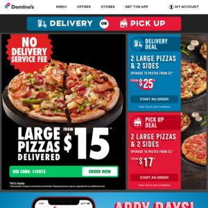 Removal of 7% Delivery Fee @ Domino's Pizza