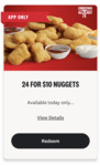24 Nuggets for $10 (Sun 28th) @ KFC via App