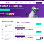 nbn 25/5Mbps $48.90/Month for 12 Months ($68.90/Month Ongoing) @ Dodo