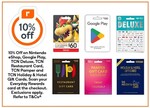 10% off TCN Restaurant, Pamper, Deluxe, Google Play, Nintendo eShop Gift Cards (EDR Req) | Zooper Dooper $3.60 @ Woolworths