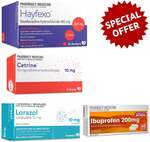 70x Hayfexo + 70x Cetrine + 70x Lorazol + 48x Ibuprofen, $30.99 Delivered @ PharmacySavings