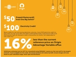 [VIC, NSW, SA] Switch to Origin Advantage Variable ePlus Plan for $100 Electricity Credit & $50 Mastercard @ One Big Switch