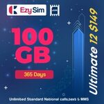 EzySim Ultimate 12 12-Month 100GB eSIM Plan $99 (Was $175) @ EzySim