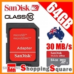 SanDisk 64GB MicroSD Class 10 $52.95, 32GB $23.95, SD Card $23.95 Samsung 32GB Micro SD $23.95