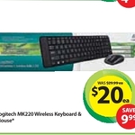 Logitech Wireless Mouse & Full Keyboard Combo MK220 Only $20 @ Woolworths