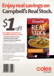 $1 off Campbell's Real Stock at Coles