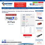 20 Pack Energizer Lithium Ultimate $51US Shipped @ Battery Junction