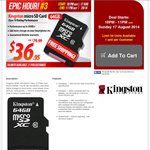 Kingston 64GB Class 10 Micro SD Card $36.95 Delivered @ ShoppingExpress 17/08 10-11pm