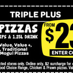 Domino's 3 Pizzas, Chips & 1.25L Drink from $23.95 Pickup, $30.95 Delivered