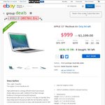 MacBook Air 13" $999 Delivered eBay Group Deal (Quality Deals) (16% off)