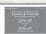 WITCHERY 20% Everything or 30% Purchase over $200 Family and Friends Christmas Offer