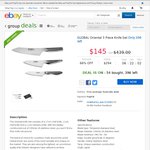 GLOBAL Oriental 3pc Knife Set $145 (RRP $439) @ Kitchenware Direct eBay