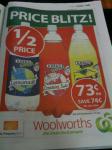 Woolworths Weekend Deal 1.25l Kirks Bottles 1/2 Price @ 73c Each