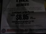 Domino's $6.95 Free Delivery, Spend a min. of $20