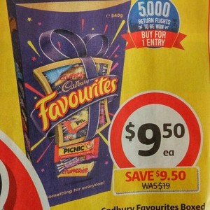 ½ Price Cadbury Favourites 540g $9.50 @ Coles + a Free Movie Ticket by ...